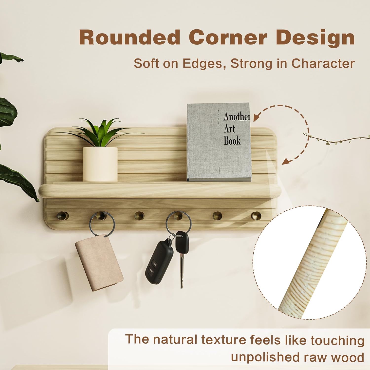 Wooden Key Holder with 6 Hooks