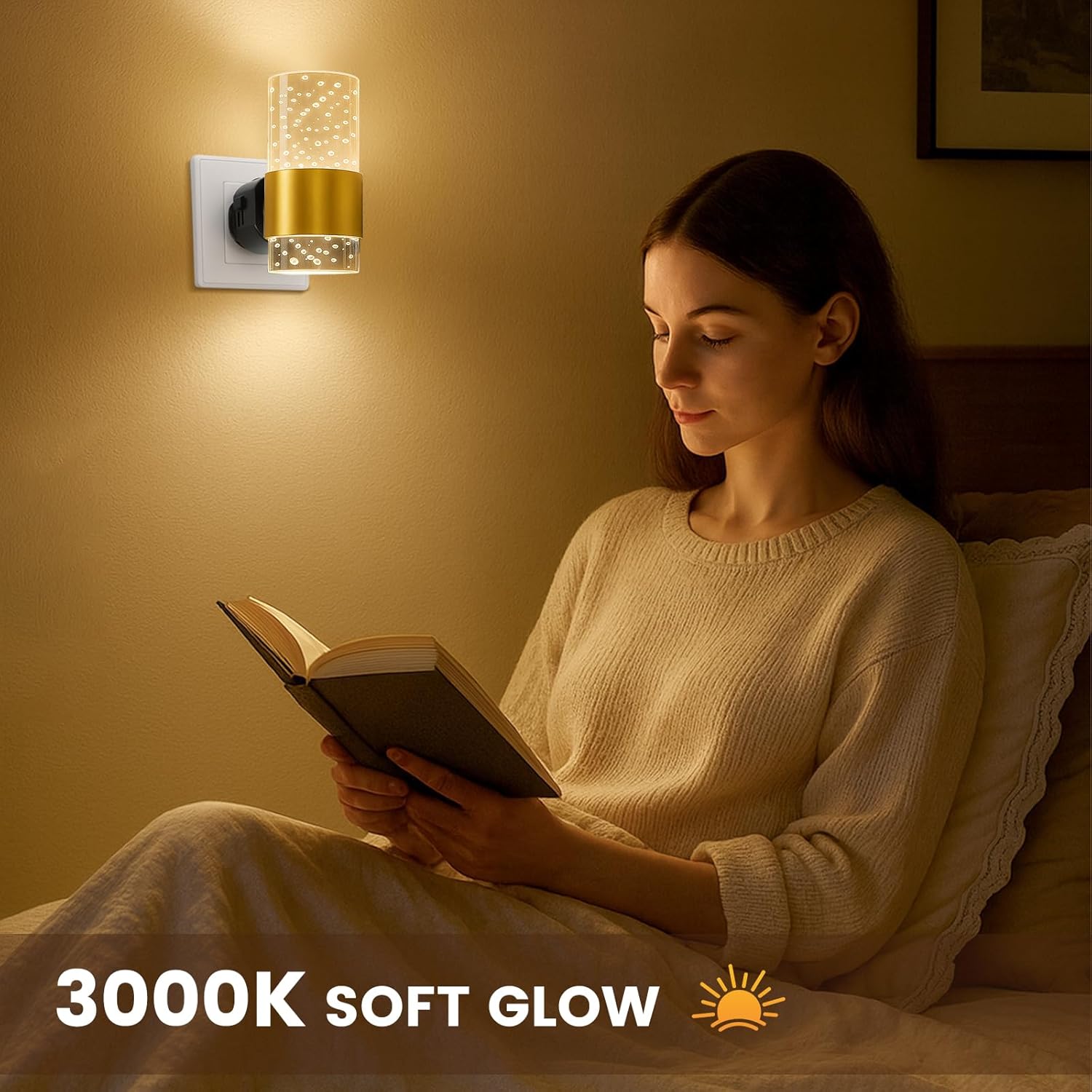 2-Pack LED Night Light with Sensor